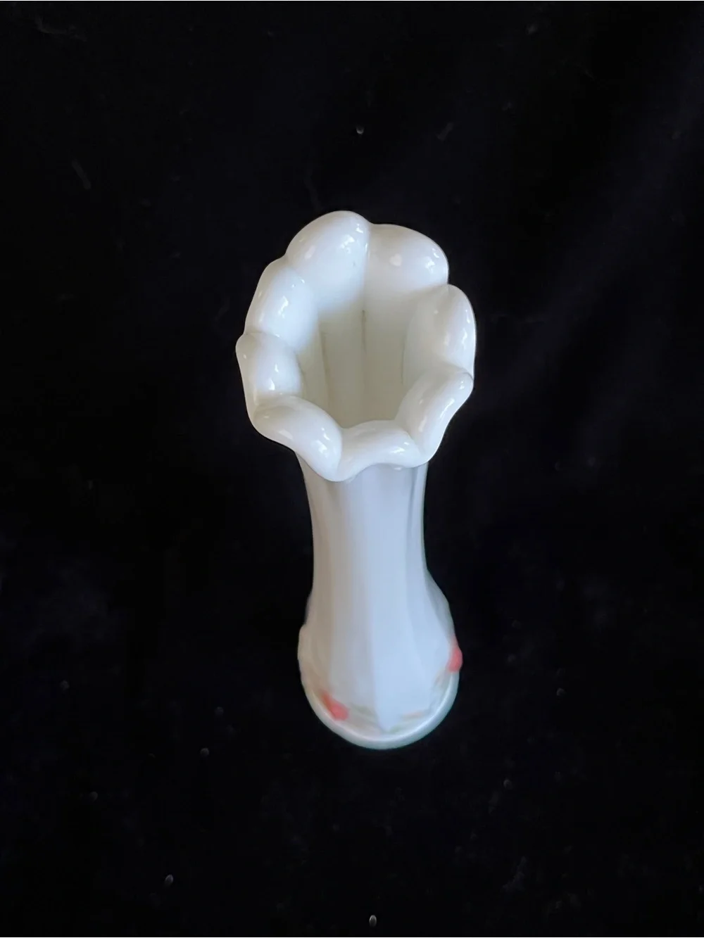 60s Tall Westmoreland BUD VASE Milk Glass Peach Pink Green Grape Design
